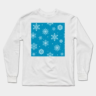 Christmas Folk Snowflakes2 Ice Blue Long Sleeve T-Shirt